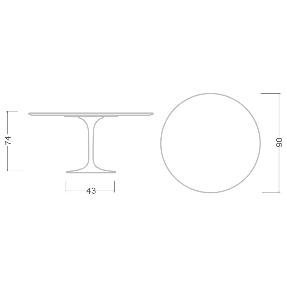 Tulip Table Eero Saarinen H 73 in Invisible Select Ceramic Made in Italy - Scarlet Viadurini