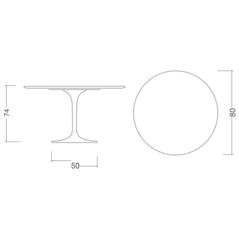 Tulip Table Eero Saarinen H 73 in Ceramic Sirius Made in Italy - Scarlet Viadurini