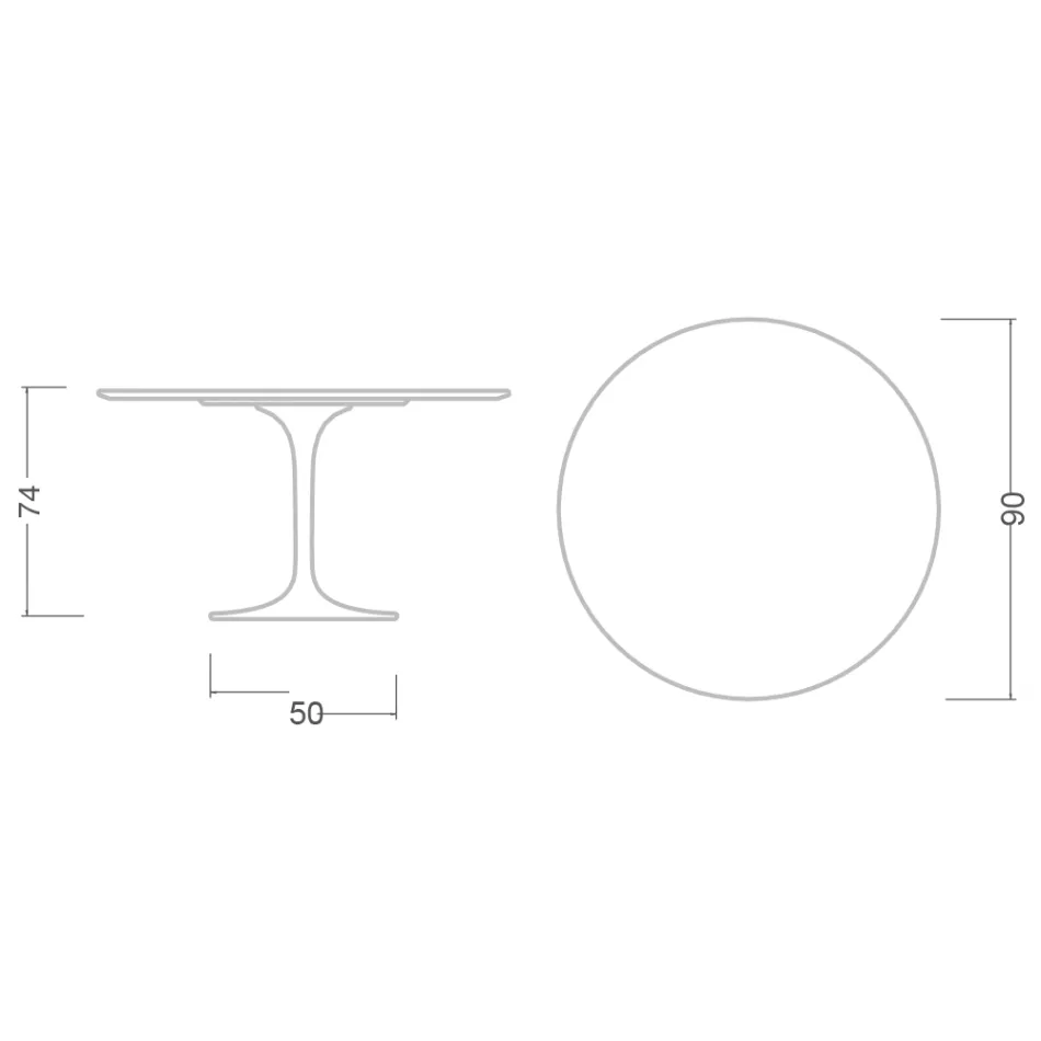 Tulip Table Eero Saarinen H 73 in Ceramic Sirius Made in Italy - Scarlet Viadurini