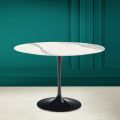 Tulip Table Eero Saarinen H 73 in Statuario Full Vein Ceramic Made in Italy - Scarlet