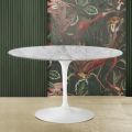 Tulip Table Eero Saarinen H 74 in Arabescato Marble Made in Italy - Scarlet