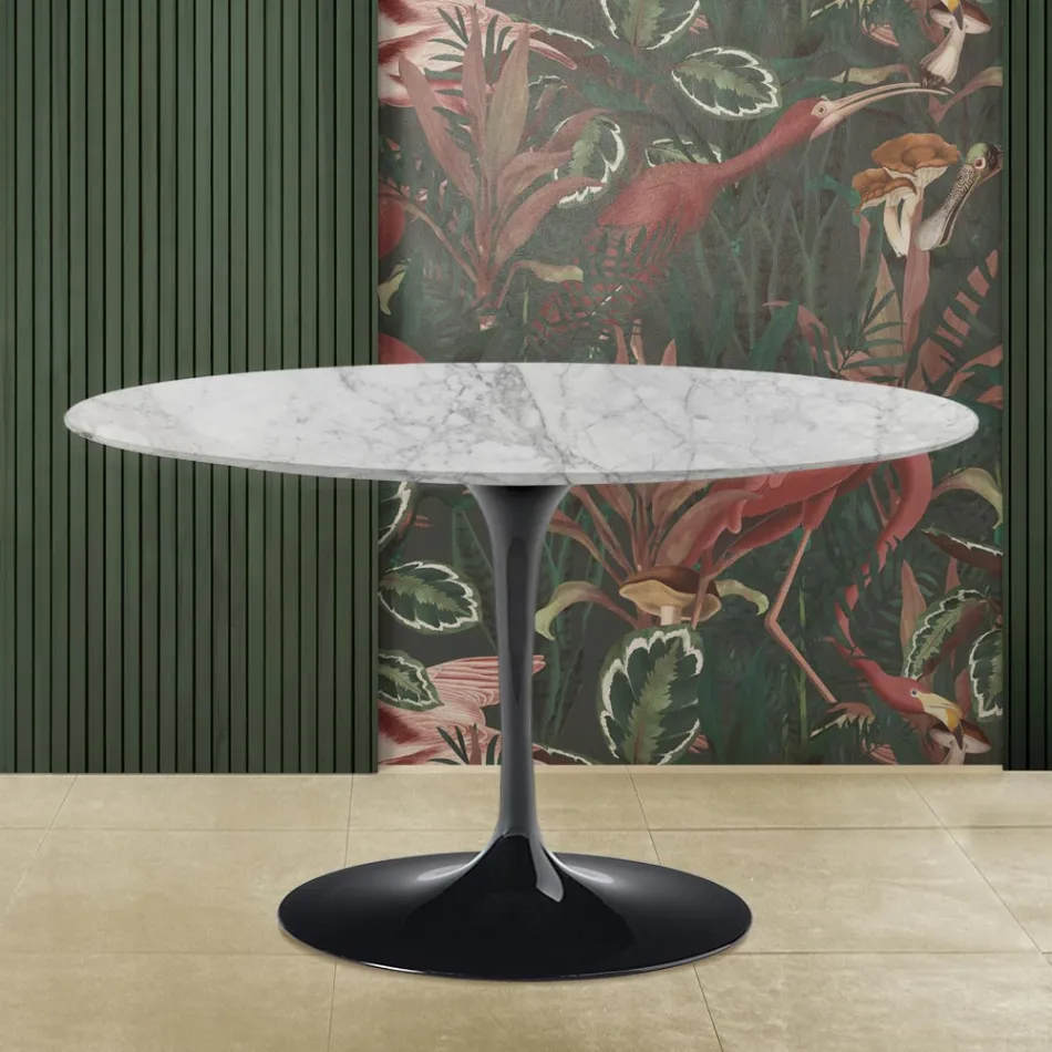 Tulip Table Eero Saarinen H 73 in Arabescato Marble Made in Italy Viadurini