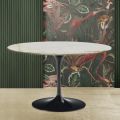 Eero Saarinen H 74 Tulip Table in Gold Calacatta Marble Made in Italy - Scarlet