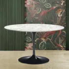 Tulip Table Eero Saarinen H 73 in Carrara Marble Made in Italy Viadurini