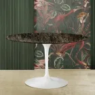 Eero Saarinen Tulip Table H 73 in Dark Emperador Marble Made in Italy Viadurini