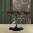 Eero Saarinen H 73 Tulip Table in Dark Emperador Marble Made in Italy Viadurini