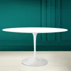Tulip Table Eero Saarinen H 73 Oval in Absolute White Ceramic Made in Italy - Scarlet Viadurini
