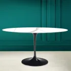 Tulip Table Eero Saarinen H 73 Oval in Calacatta Michelangelo Ceramic Viadurini