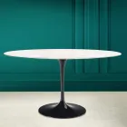 Tulip Table Eero Saarinen H 73 Oval in Diamond Cream Ceramic Made in Italy - Scarlet Viadurini