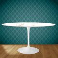 Tulip Table Eero Saarinen H 74 Oval in Ceramic Entzo Made in Italy - Scarlet