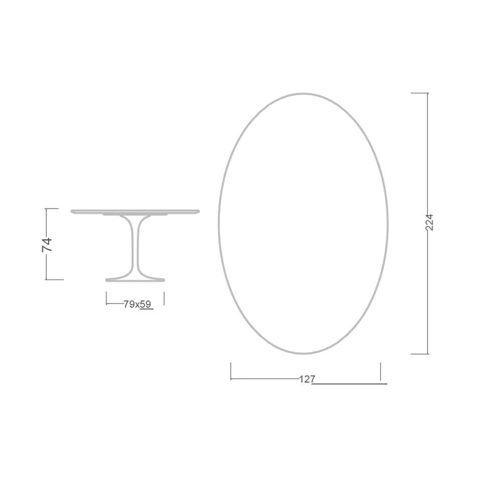 Tulip Table Eero Saarinen H 73 Oval in Ceramic Entzo Made in Italy - Scarlet Viadurini