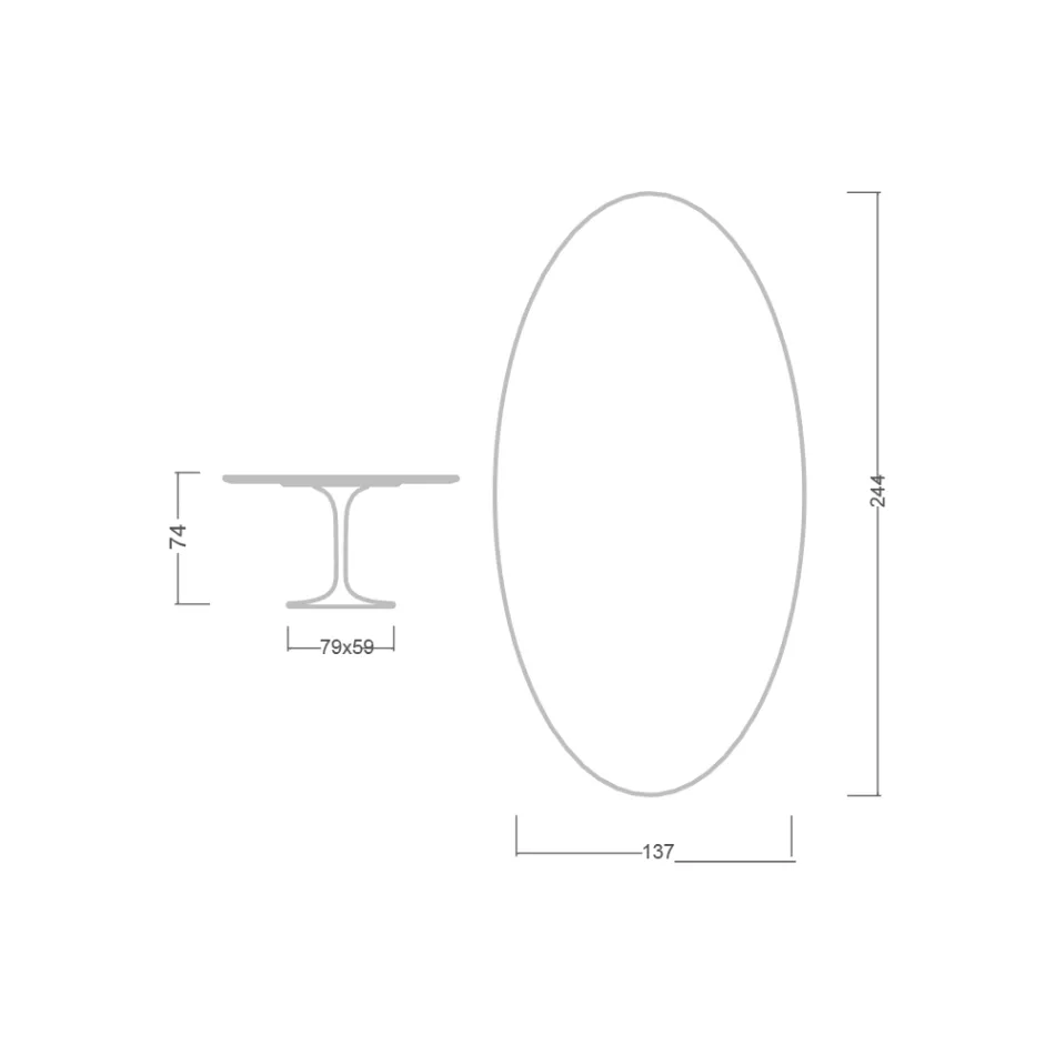 Tulip Table Eero Saarinen H 73 Oval in Ceramic Invisible Select Made in Italy - Scarlet Viadurini