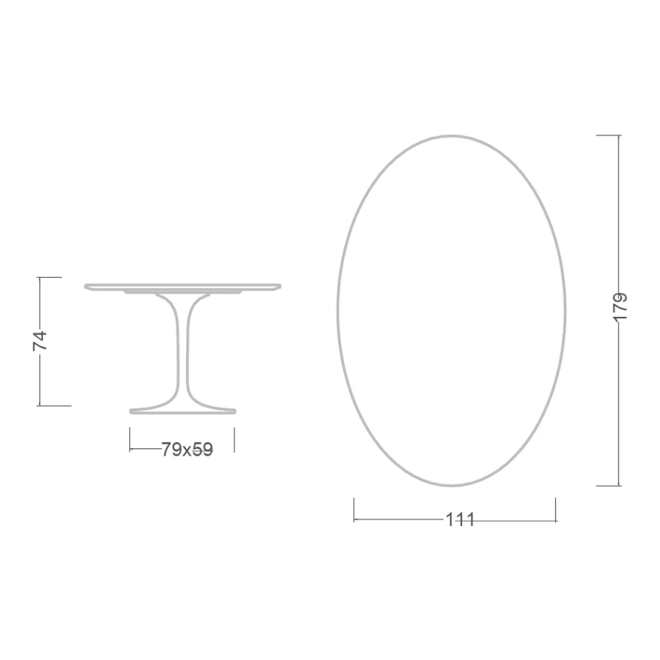 Tulip Table Eero Saarinen H 73 Oval in Ceramic Kira Made in Italy - Scarlet Viadurini
