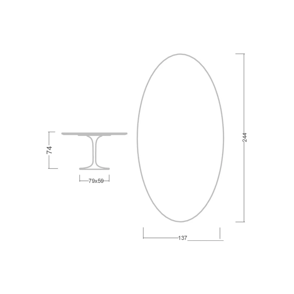Tulip Table Eero Saarinen H 73 Oval in Ceramic Kira Made in Italy - Scarlet Viadurini