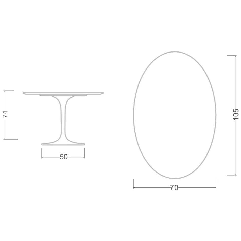 Tulip Table Eero Saarinen H 73 Oval in Ceramic Kira Made in Italy - Scarlet Viadurini