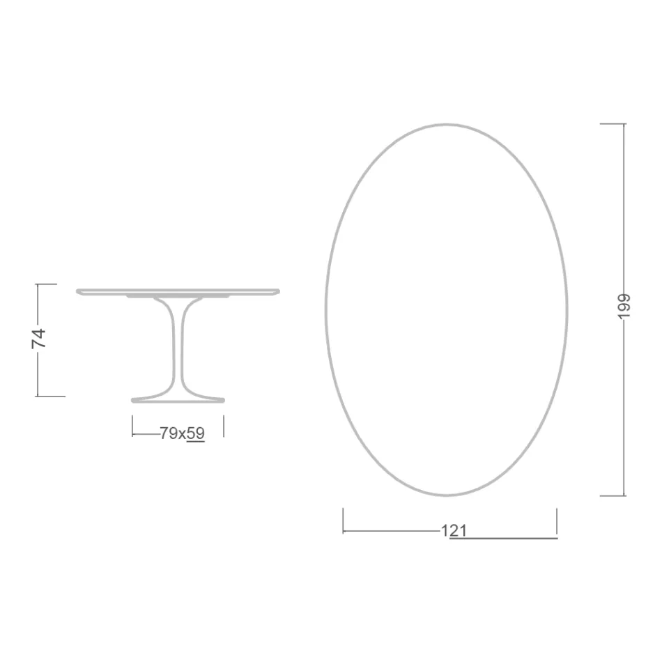 Tulip Table Eero Saarinen H 73 Oval in Ceramic Marquinia Made in Italy - Scarlet Viadurini
