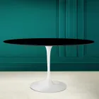 Tulip Table Eero Saarinen H 73 Oval in Absolute Black Ceramic Made in Italy - Scarlet Viadurini