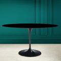Tulip Table Eero Saarinen H 74 Oval in Absolute Black Ceramic Made in Italy - Scarlet