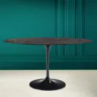 Tulip Table Eero Saarinen H 73 Oval in Ceramic Noir Desire Made in Italy - Scarlet Viadurini