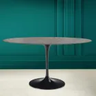 Tulip Table Eero Saarinen H 73 Oval in Ceramic Pietra Grey Made in Italy - Scarlet Viadurini
