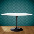 Tulip Table Eero Saarinen H 74 Oval in Ceramic Rem Made in Italy - Scarlet