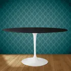 Tulip Table Eero Saarinen H 73 Oval in Ceramic Sirius Made in Italy - Scarlet Viadurini
