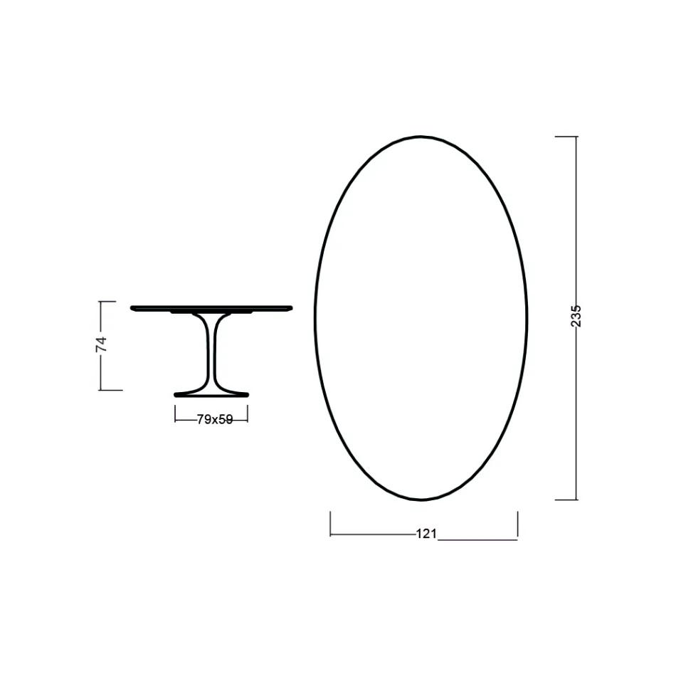 Tulip Table Eero Saarinen H 73 Oval in Natural Oak Made in Italy - Scarlet Viadurini