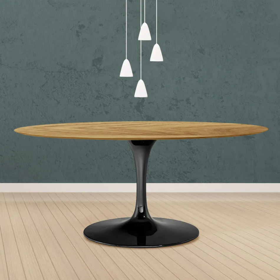 Tulip Table Eero Saarinen H 73 Oval in Natural Oak Made in Italy - Scarlet Viadurini