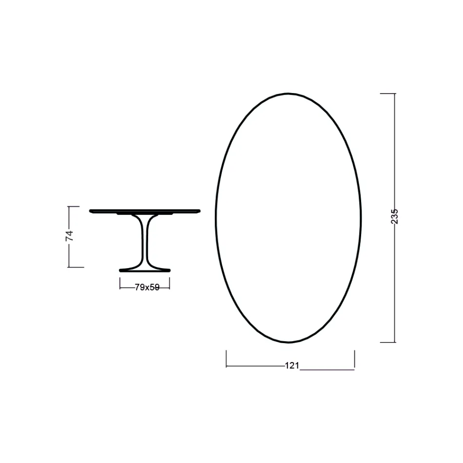 Tulip Table Eero Saarinen H 73 Oval in Cherry Stained Oak Made in Italy - Scarlet Viadurini