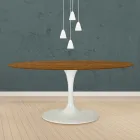 Eero Saarinen Tulip Table H 73 Oval in Light Walnut Stained Oak Made in Italy - Scarlet Viadurini