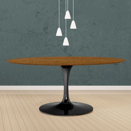 Eero Saarinen Tulip Table H 73 Oval in Light Walnut Stained Oak Made in Italy - Scarlet Viadurini