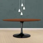 Eero Saarinen Tulip Table H 73 Oval in Dark Walnut Stained Oak Made in Italy - Scarlet Viadurini