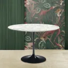 Eero Saarinen Tulip Table H 73 Round with Carrara Marble Top Made in Italy - Scarlet Viadurini