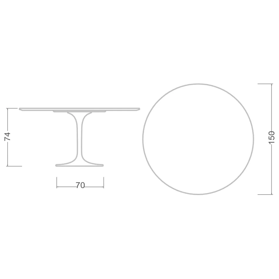 Tulip Table Eero Saarinen H 73 Round in Absolute White Made in Italy - Scarlet Viadurini