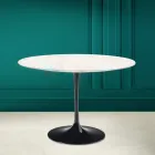 Tulip Table Eero Saarinen H 73 Round in Diamond Cream Ceramic Made in Italy - Scarlet Viadurini