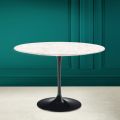 Tulip Table Eero Saarinen H 73 Round in Diamond Cream Ceramic Made in Italy - Scarlet