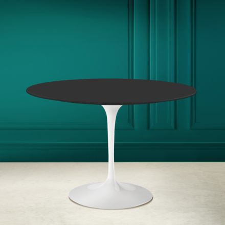Tulip Table Eero Saarinen H 73 Round in Ceramic Noir Soft Made in Italy - Scarlet Viadurini
