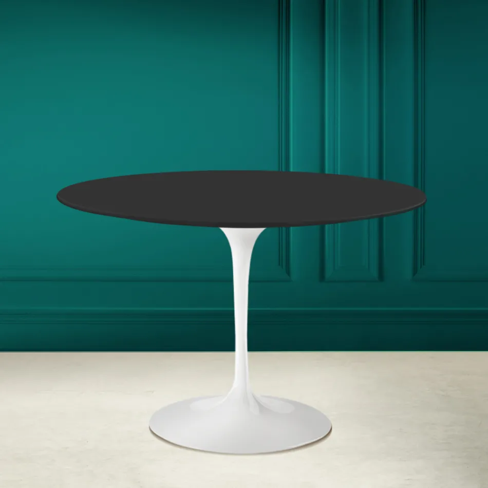 Tulip Table Eero Saarinen H 73 Round in Ceramic Noir Soft Made in Italy - Scarlet Viadurini