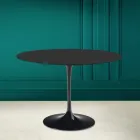 Tulip Table Eero Saarinen H 73 Round in Ceramic Noir Soft Made in Italy - Scarlet Viadurini