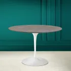 Tulip Table Eero Saarinen H 73 Round in Ceramic Pietra Grey Made in Italy - Scarlet Viadurini