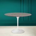Tulip Table Eero Saarinen H 73 Round in Ceramic Pietra Grey Made in Italy - Scarlet