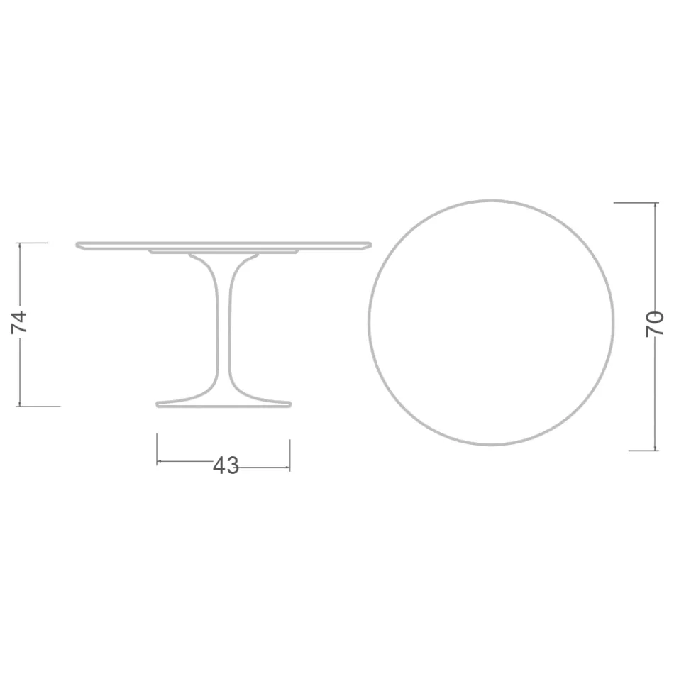 Tulip Table Eero Saarinen H 73 Round in Ceramic Pietra Grey Made in Italy - Scarlet Viadurini