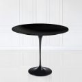 Eero Saarinen H 74 Round Tulip Table in Black Liquid Laminate Made in Italy - Scarlet