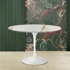 Eero Saarinen Tulip Table H 73 Round in Gold Caracatta Marble Made in Italy - Scarlet Viadurini
