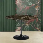 Eero Saarinen Tulip Table H 73 Round in Dark Emperador Marble Made in Italy - Scarlet Viadurini