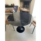 Eero Saarinen Tulip Table H 73 Round in Black Marquinia Marble Made in Italy - Scarlet Viadurini