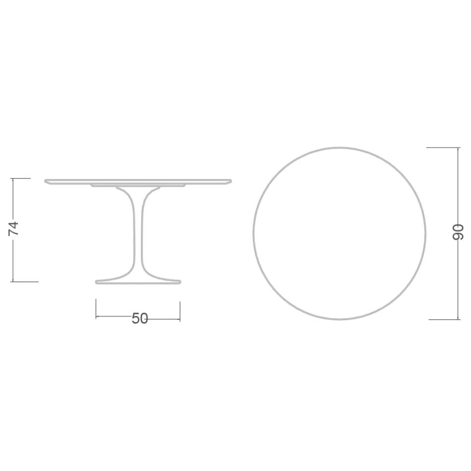 Tulip Table Eero Saarinen H 73 Round in Absolute Black Made in Italy - Scarlet Viadurini