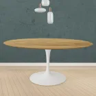 Tulip Table Eero Saarinen H 73 Round in Natural Oak Made in Italy - Scarlet Viadurini