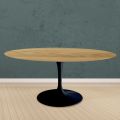 Tulip Table Eero Saarinen H 74 Round in Natural Oak Made in Italy - Scarlet