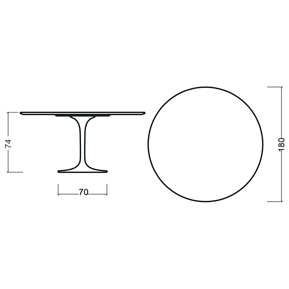 Tulip Table Eero Saarinen H 73 Round in Black Stained Oak Made in Italy - Scarlet Viadurini